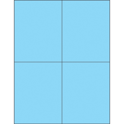 4 1/4 x 5 1/2" Fluorescent Pastel Blue Rectangle Laser Labels - 400/Case