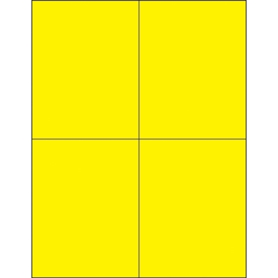 4 1/4 x 5 1/2" Fluorescent Yellow Rectangle Laser Labels - 400/Case