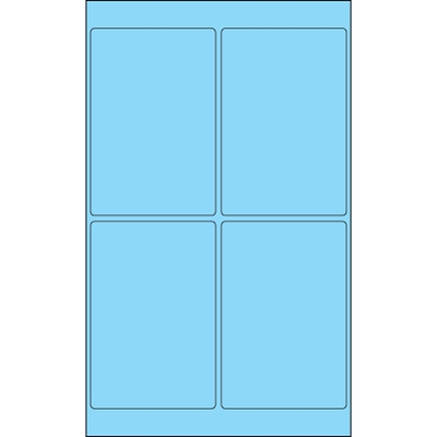 4 x 6" Fluorescent Pastel Blue Rectangle Laser Labels - 400/Case