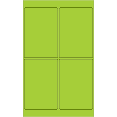 4 x 6" Fluorescent Green Rectangle Laser Labels - 400/Case