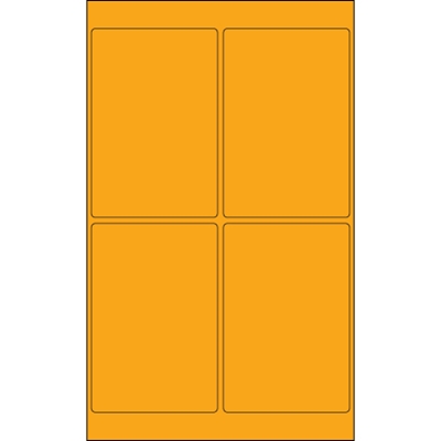 4 x 6" Fluorescent Orange Rectangle Laser Labels - 400/Case