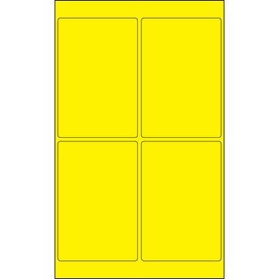 4 x 6" Fluorescent Yellow Rectangle Laser Labels - 400/Case