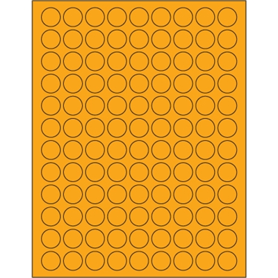 3/4" Fluorescent Orange Circle Laser Labels - 10800/Case