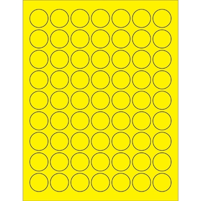 1" Fluorescent Yellow Circle Laser Labels - 6300/Case