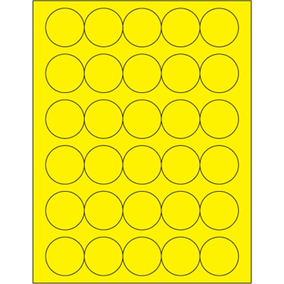 1 1/2" Fluorescent Yellow Circle Laser Labels - 3000/Case