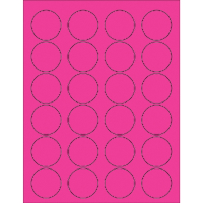 1 5/8" Fluorescent Pink Circle Laser Labels - 2400/Case