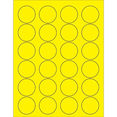 1 5/8" Fluorescent Yellow Circle Laser Labels - 2400/Case