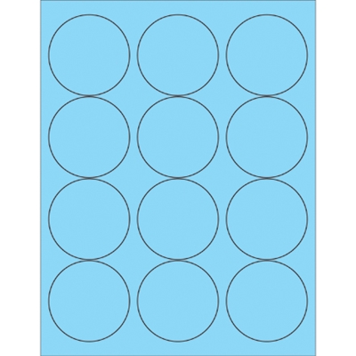 2 1/2" Fluorescent Pastel Blue Circle Laser Labels - 1200/Case