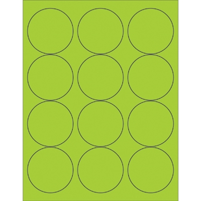 2 1/2" Fluorescent Green Circle Laser Labels - 1200/Case