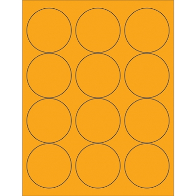 2 1/2" Fluorescent Orange Circle Laser Labels - 1200/Case