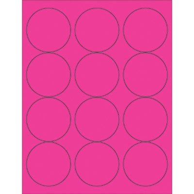 2 1/2" Fluorescent Pink Circle Laser Labels - 1200/Case