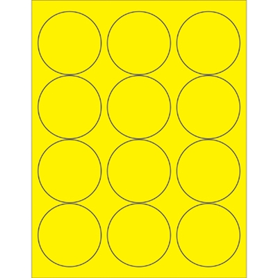 2 1/2" Fluorescent Yellow Circle Laser Labels - 1200/Case