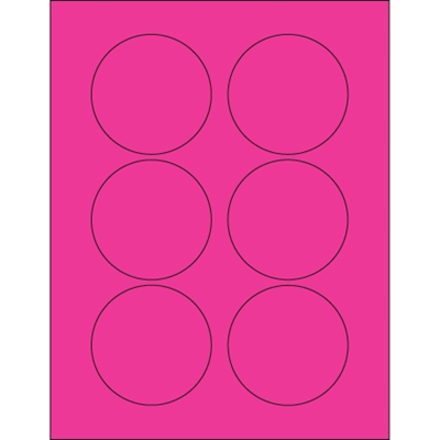 3" Fluorescent Pink Circle Laser Labels - 600/Case