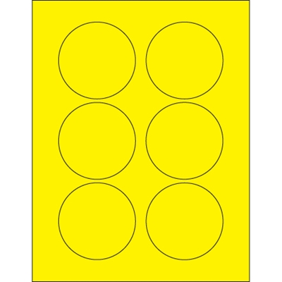 3" Fluorescent Yellow Circle Laser Labels - 600/Case