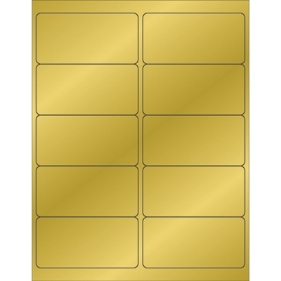 4 x 2" Gold Foil Rectangle Laser Labels - 1000/Case