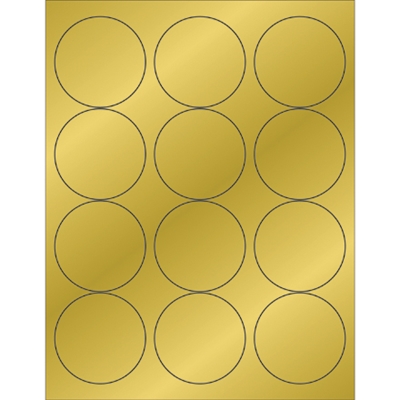 2 1/2" Gold Foil Circle Laser Labels - 1200/Case