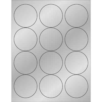 2 1/2" Silver Foil Circle Laser Labels - 1200/Case