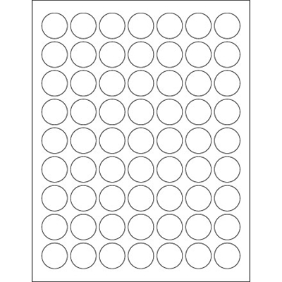 1" White Removable Circle Laser Labels - 6300/Case