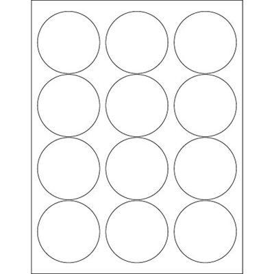 2 1/2" Glossy White Circle Laser Labels - 1200/Case