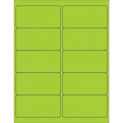 4 x 2" Fluorescent Green Removable Rectangle Laser Labels - 1000/Case