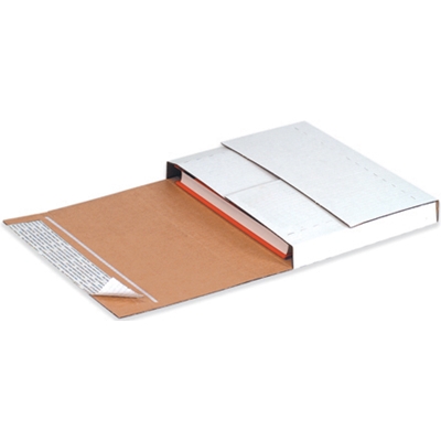 12 1/8 x 9 1/8 x 2" White Deluxe Easy-Fold Mailers - 25/Bundle