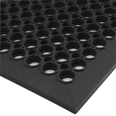 3 x 5' - 1/2" - Black Slip Resistant Drainage Mats - 1/Each