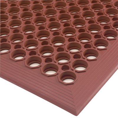 3 x 5' - 1/2" - Terra Cotta Slip Resistant Drainage Mats - 1/Each