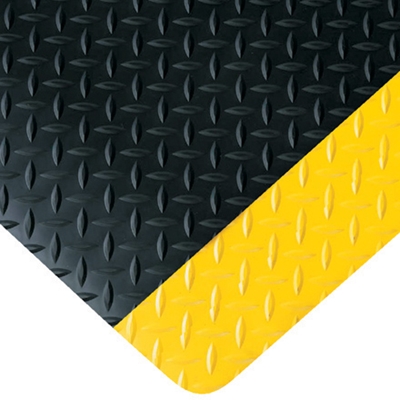 3 x 6' Black/Yellow Diamond Plate Anti-Fatigue Mat - 1/Each