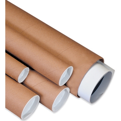 3 x 60" Kraft Heavy-Duty Tubes with Caps - 24/Case