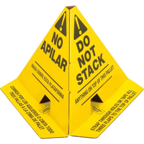 No Stack Pallet Cones 8 x 8 x 10 Yellow/Black - 100/Case