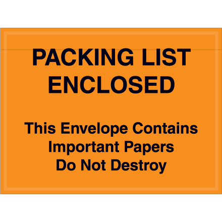 4 1/2 x 6" Orange "Important Papers Enclosed" Envelopes - 1000/Case