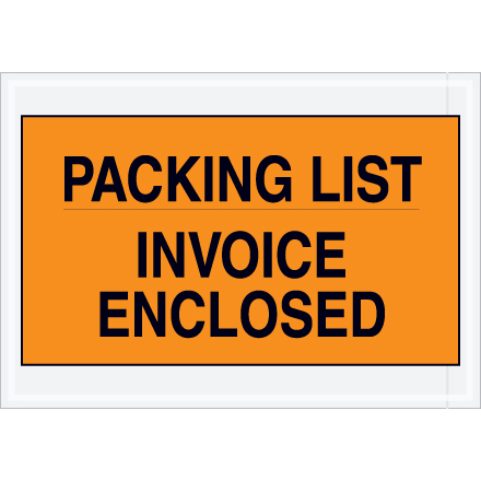 7 x 10" Orange "Packing List/Invoice Enclosed" Envelopes - 1000/Case