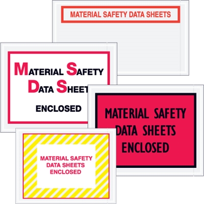 7 x 5 1/2" Red "Material Safety Data Sheets Enclosed" Envelopes - 1000/Case