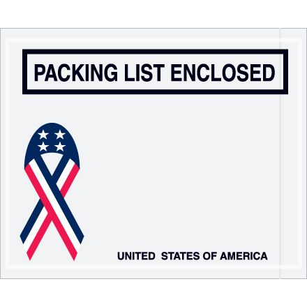 4 1/2 x 5 1/2" U.S.A. Ribbon "Packing List Enclosed" Envelopes - 1000/Case