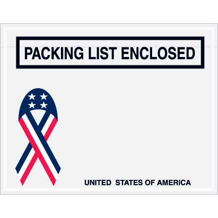 7 x 5 1/2" U.S.A. Ribbon "Packing List Enclosed" Envelopes - 1000/Case