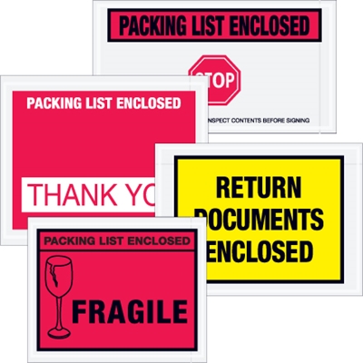 5 1/2 x 10" Red "Packing List Enclosed" Envelopes - 1000/Case