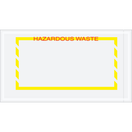 5 1/2 x 10" Yellow Border "Hazardous Waste" Document Envelopes - 1000/Case