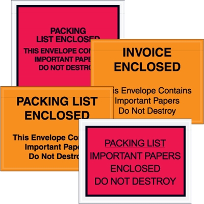 7 x 6" Red (Paper Face) "Packing List Enclosed" Important Papers Enclosed Envelopes - 1000/Case