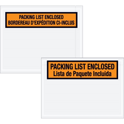 4 1/2 x 5 1/2" Bilingual Packing List Envelopes - 1000/Case