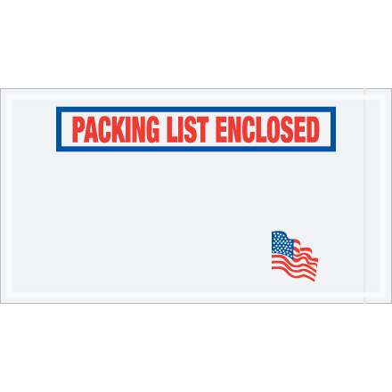 5 1/2 x 10" U.S.A. Flag "Packing List Enclosed" Envelopes - 1000/Case