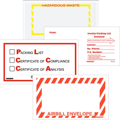 5 1/2 x 10" "Packing List/Cert of Compliance/Cert. of Analysis Enclosed" Envelopes - 1000/Case