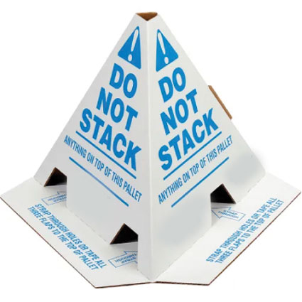 No Stack Pallet Cones 8 x 8 x 10 White/Blue - 100/Case