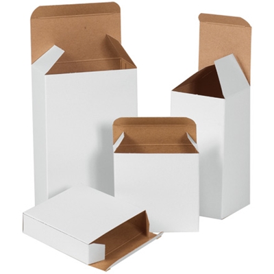 ***** DISCONTINUED 2 5/8 x 3/4 x 2 5/8" White Reverse Tuck Folding Cartons - 1000/Case