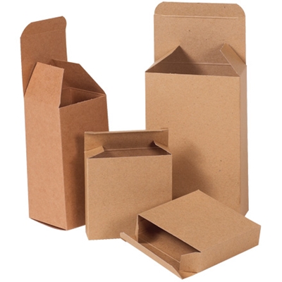 ***** DISCONTINUED 3 5/8 x 1 x 3 5/8" Kraft Reverse Tuck Folding Cartons - 1000/Case