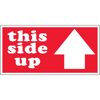 2 x 4" - "This Side Up" Arrow Labels - 500/Roll