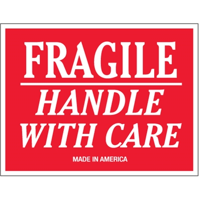 3 x 5" - "Fragile - Handle With Care" Labels - 500/Roll