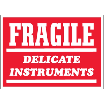 3 x 5" - "Fragile - Delicate Instruments" Labels - 500/Roll