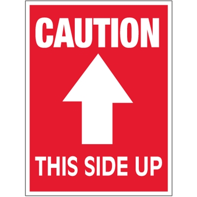 3 x 4" - "Caution - This Side Up" Arrow Labels - 500/Roll