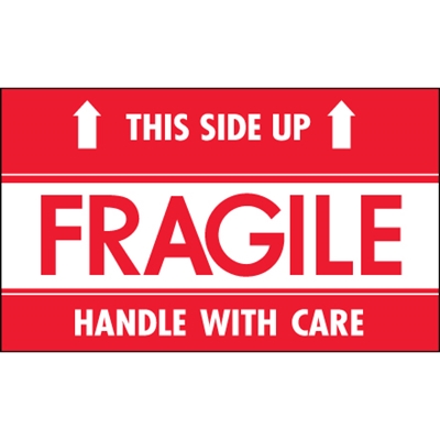 3 x 5" - "Fragile - This Side Up - HWC" Labels - 500/Roll