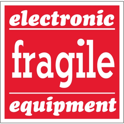 4 x 4" - "Fragile - Electronic Equipment" Labels - 500/Roll